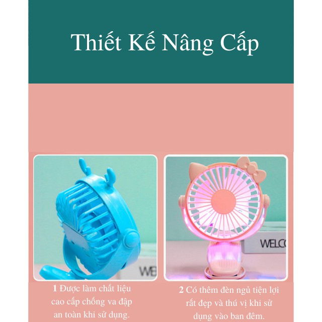 [Ảnh Thật] Quạt Mini Văn Phòng,Quạt Kẹp Xe Đẩy,Kẹp Để Bàn,Xoay 360 Độ,Tích Hợp Đèn Ngủ-Suti Baby House