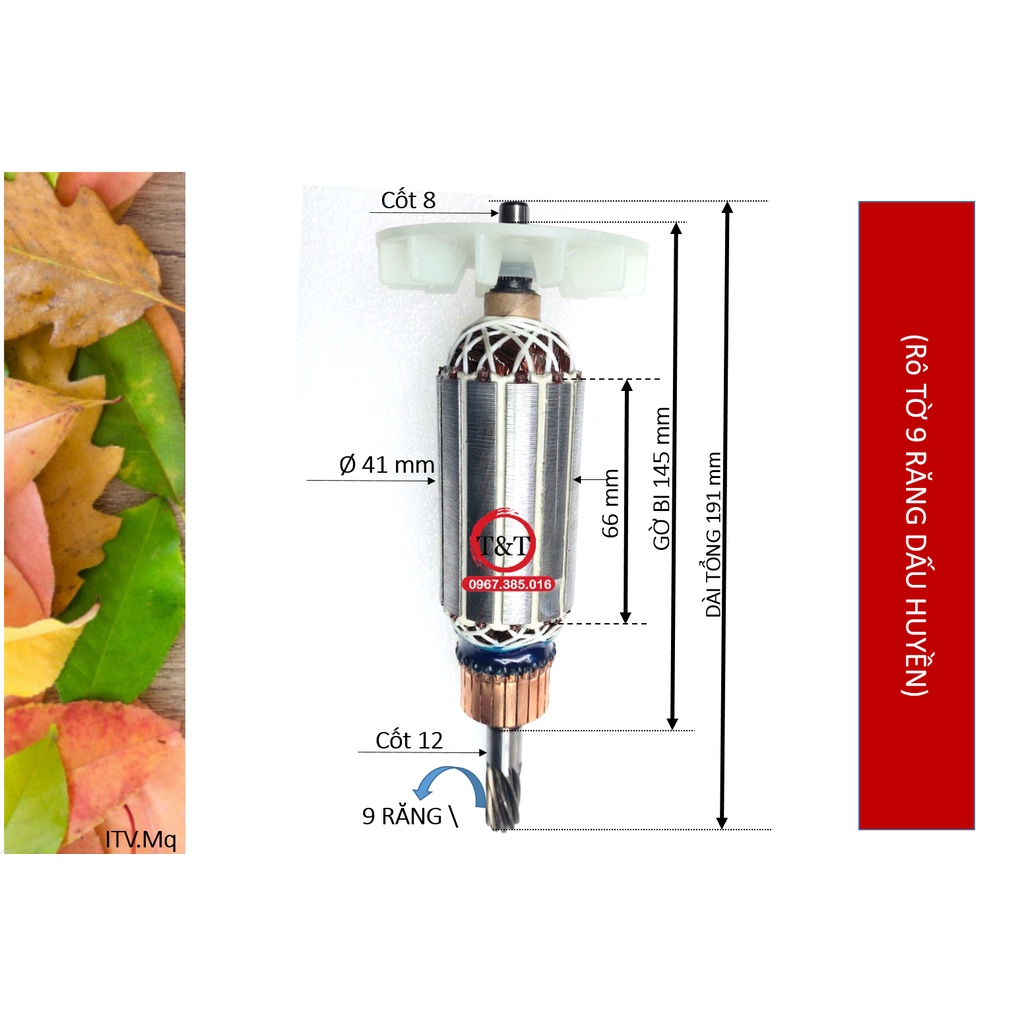 RO TO MÁY TỜI THAN TRÁI TIM 9 RĂNG, RUỘT TỜI 9 RĂNG