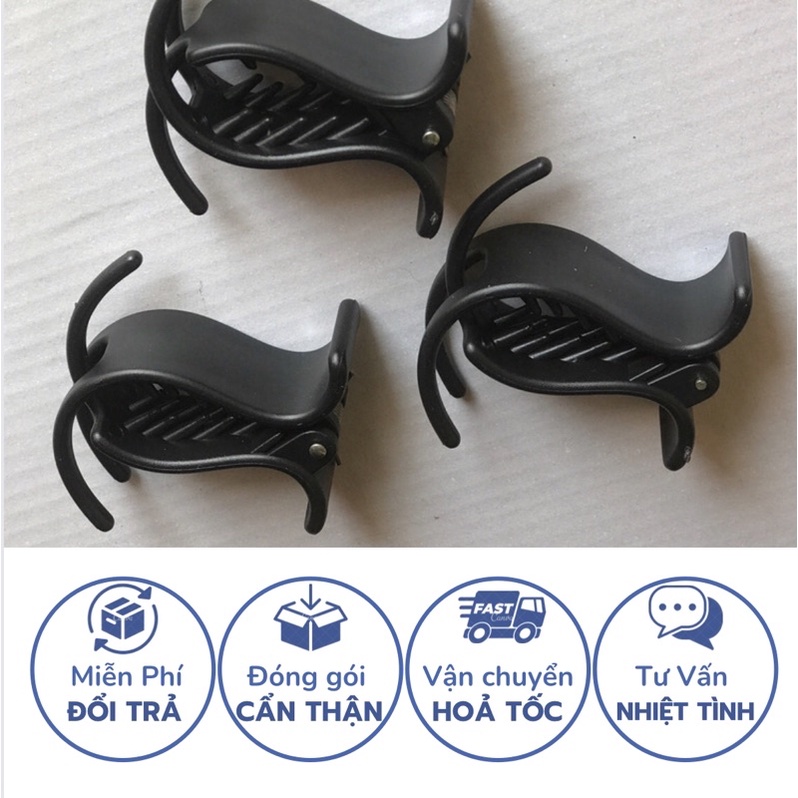 Set 3 kẹp tóc càng cua 3 răng, 5 răng màu đen nhựa nhám và bóng