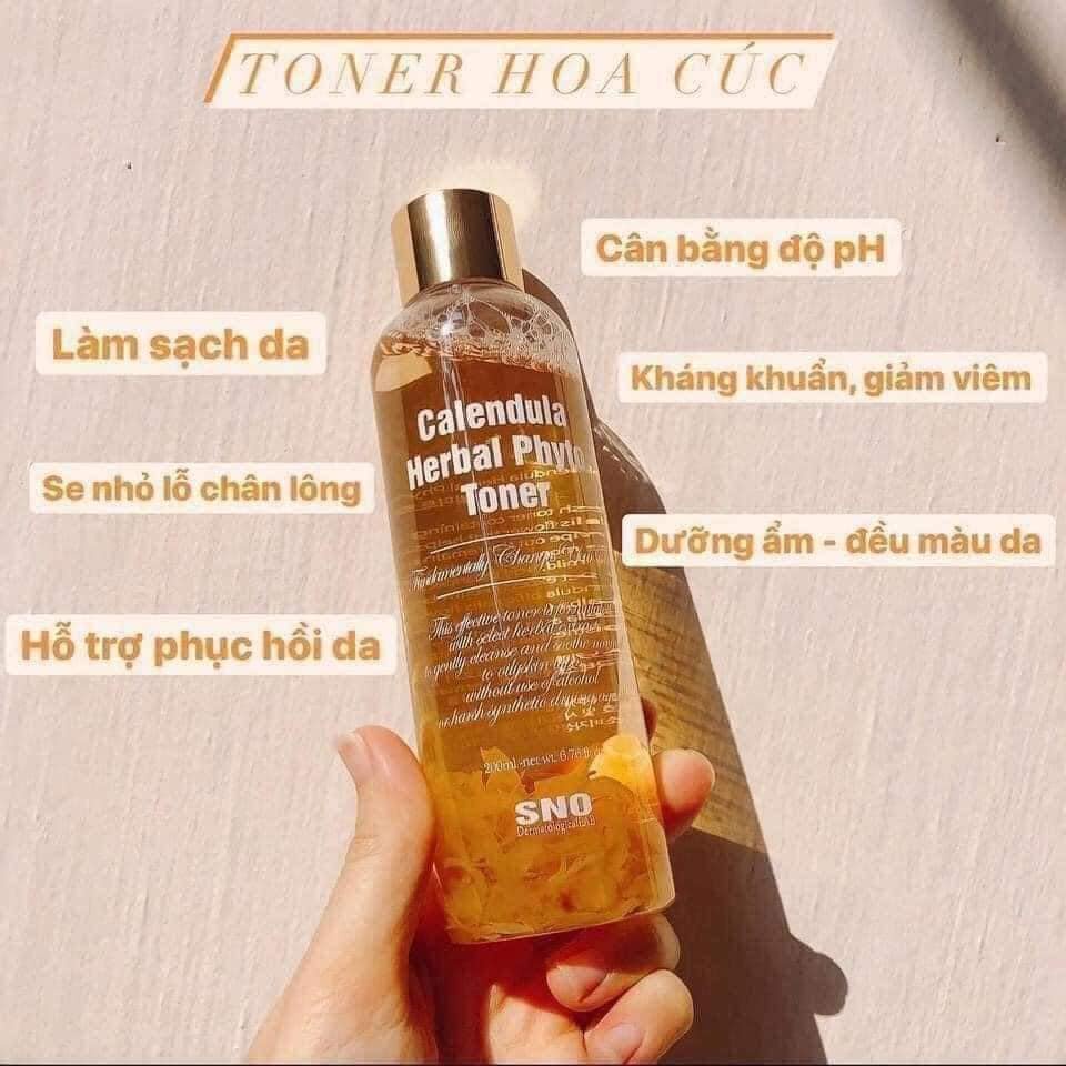 Nước hoa hồng hoa cúc SNO chứa cánh hoa cúc tươi Calendula Herbal Phyto Toner 200ml