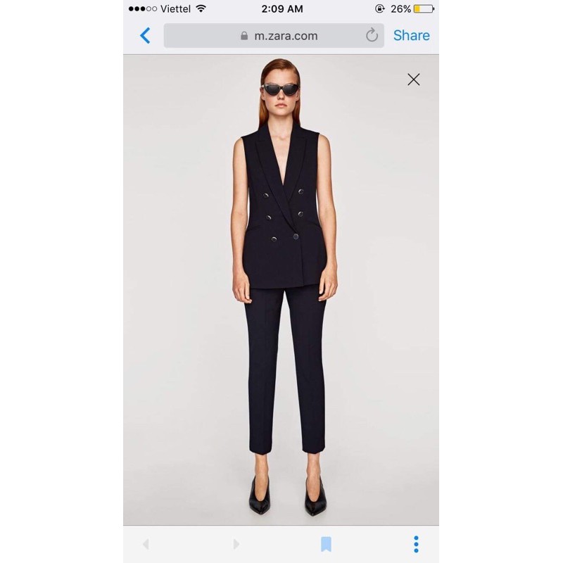 Pass Bộ gile vest blazer Zara Order Web Authentic size S 36 Brand New With Tag