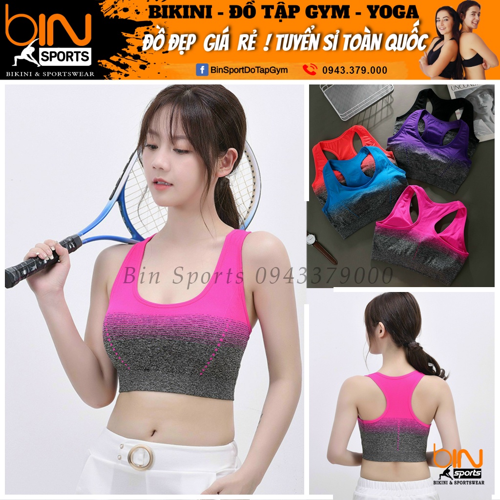 Aó Bra Tập Gym Nữ, Aó Bra Dêt Quảng Châu Loang Màu Freesize Bin Sports A202