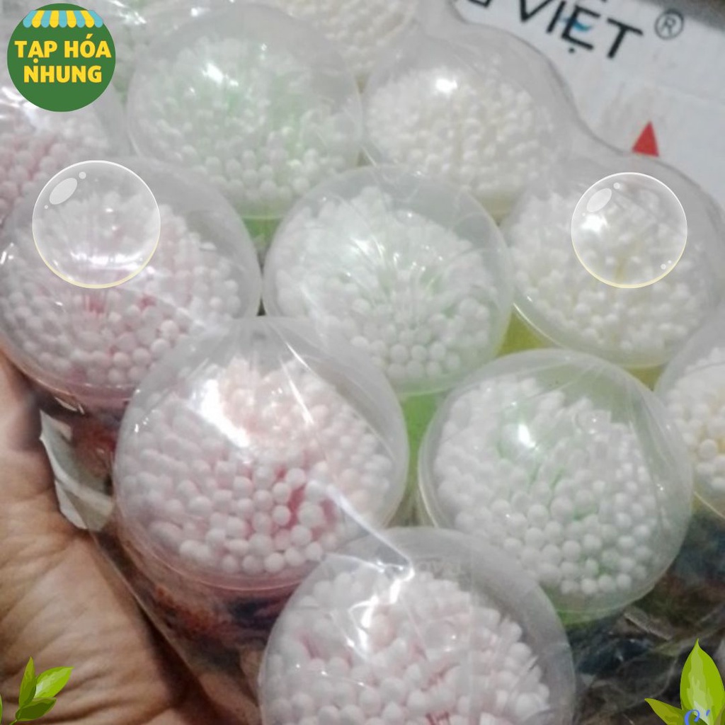 Tăm bông hộp tròn Baby Wise, đầu tăm làm từ bông tự nhiên an toàn cho bé