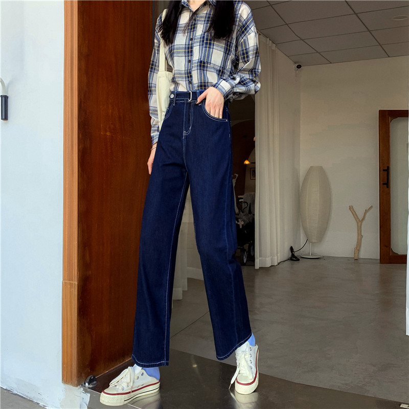 Quần jean dài ống rộng lưng cao thời trang cá tính cho nữ