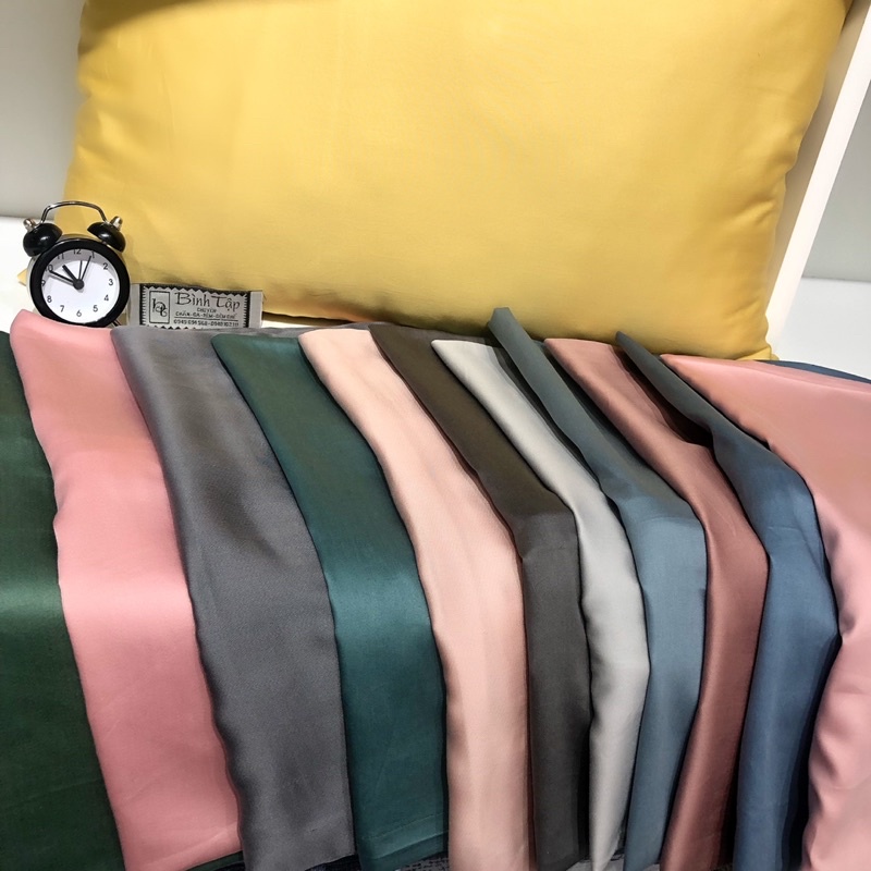 Vỏ Gối Nằm Cotton Satin Lụa 60s Trơn Màu Basic Có Khoá Kéo Size 35x50