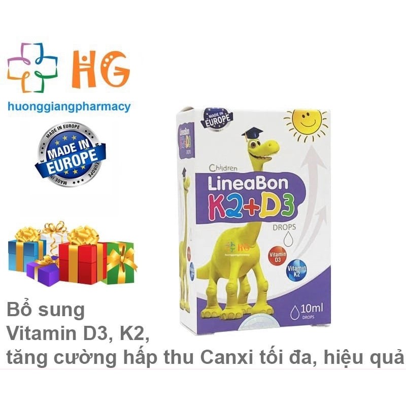 Lineabon K2+D3 vitamin hỗ trợ hấp thu canxi chai 10ml