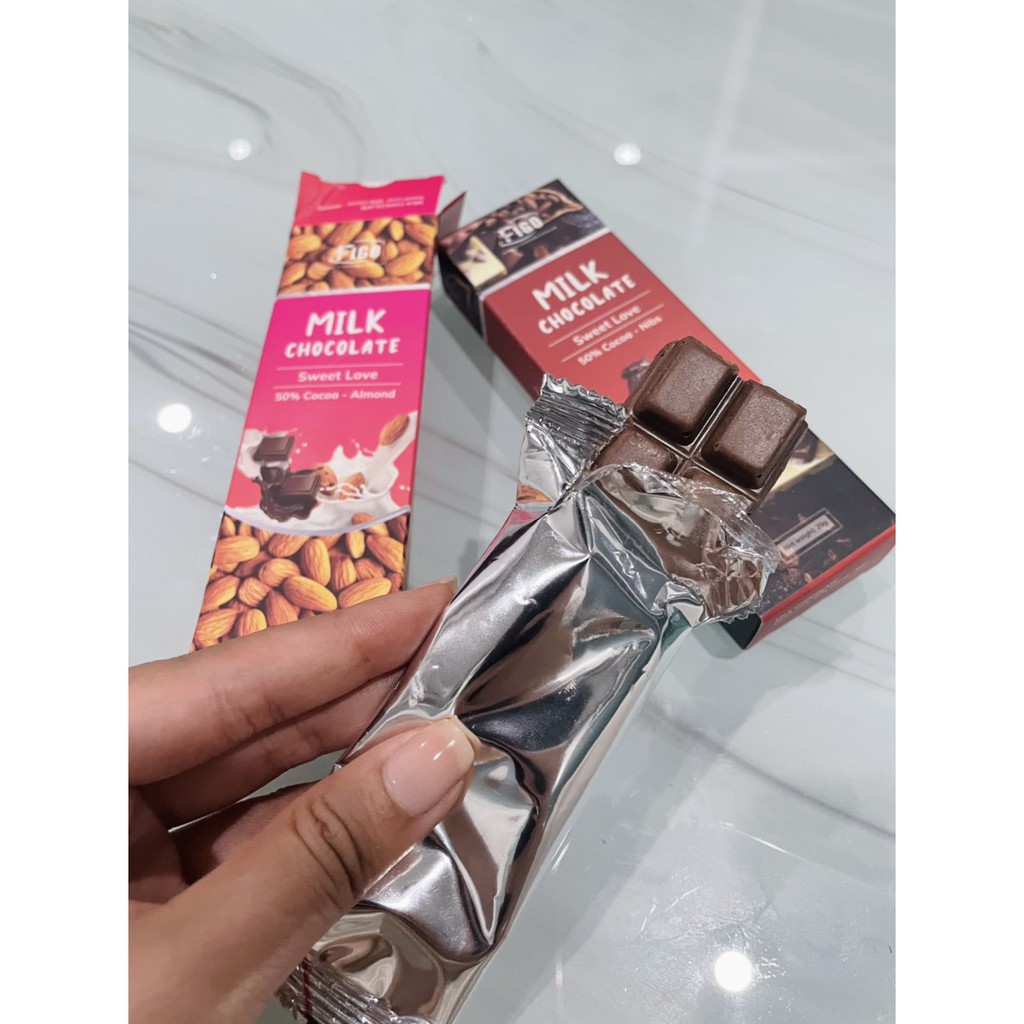 ( Chocolate thanh )Kẹo socola thanh 20g vị sữa nhân hạt cacao Nibs tăng cân Figo, đồ ăn vặt nội địa cho bé, healthy