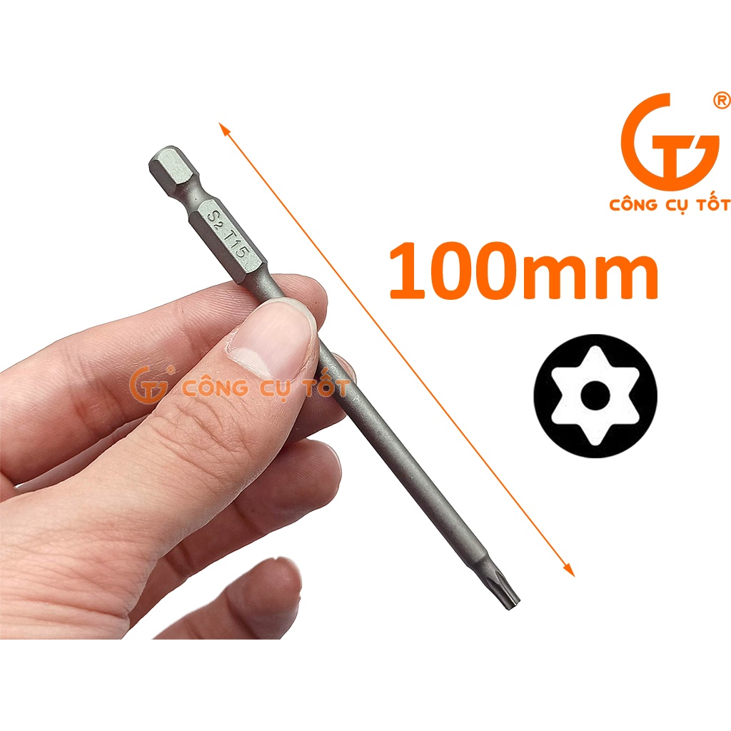 Bộ 8 đầu bắt vít hình sao lỗ 100mm các cỡ T8, T10, T15, T20, T25, T27, T30, T40