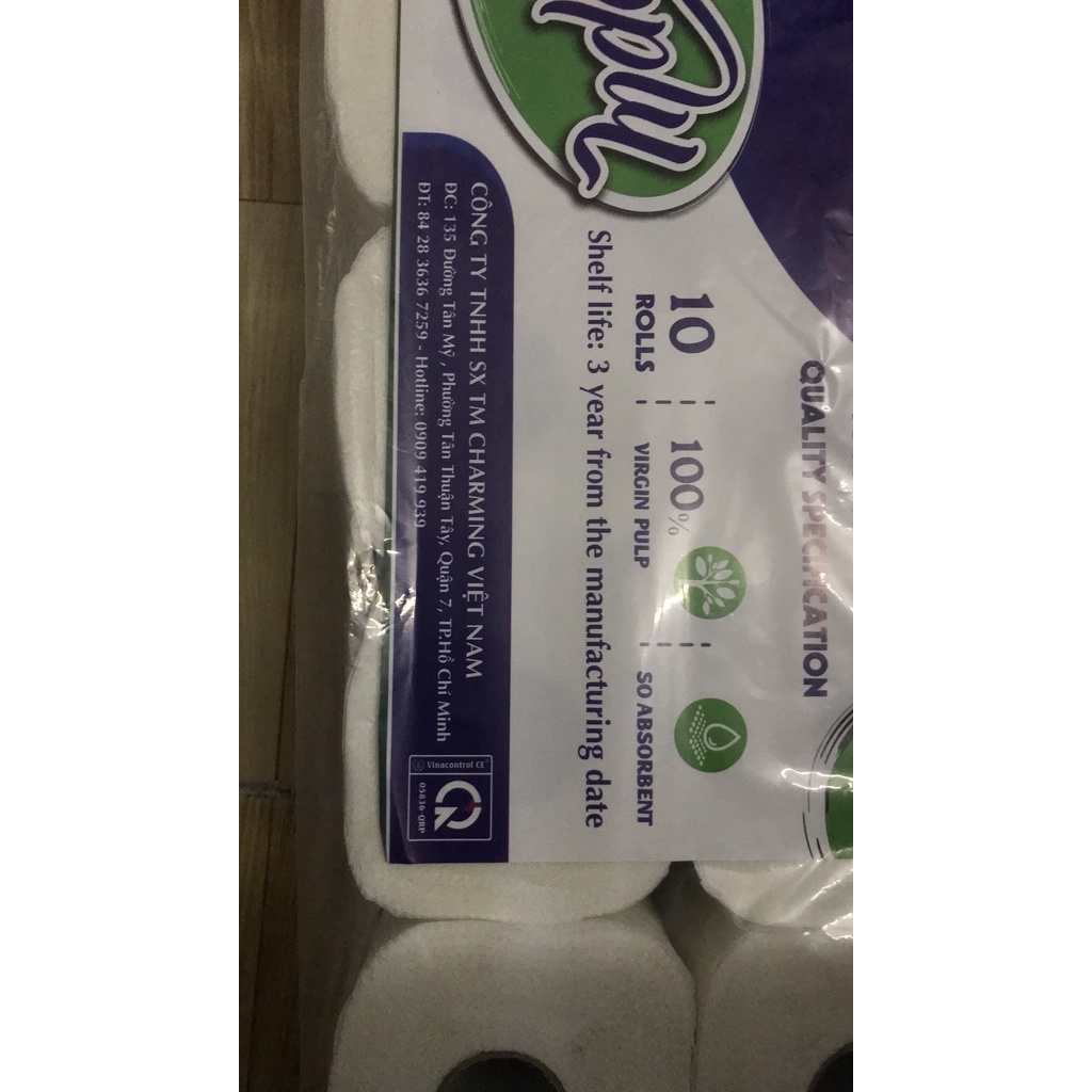 Lốc 10 cuộn giấy vệ sinh TL Gia Nguyên - có lõi