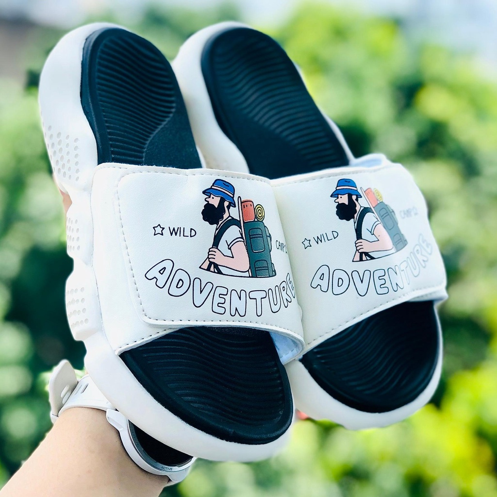 ép 𝐀𝐃𝐕𝐄𝐍𝐓𝐔𝐑𝐄 ❤️FREESHIP + FullBox❤️dép adv quai ngang thể thao nam nữ Balô adventure đế độn cao 4cm Trắng-đen