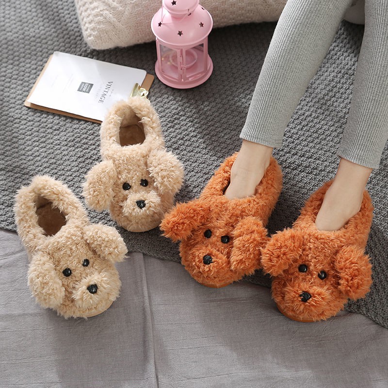 ⭐Ready Stock⭐☫✹❣Dép bông Teddy Dog Cặp đôi Mùa đông Trong nhà không trơn trượt Ngôi dễ thương ký túc xá nữ sinh mới phiên bản Hàn Quốc