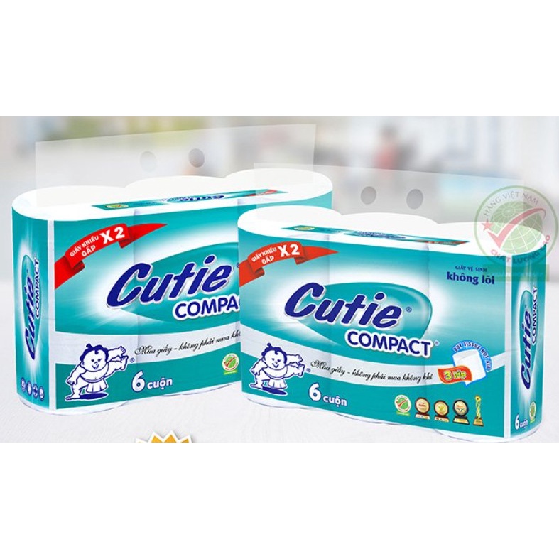 Lốc giấy 6 cuộn Cutie không lõi -chính hãng-giá tốt
