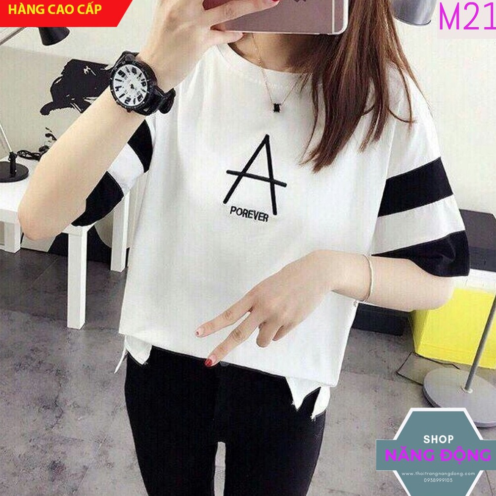 Áo thun nữ cao cấp tay ngắn in chữ A M21