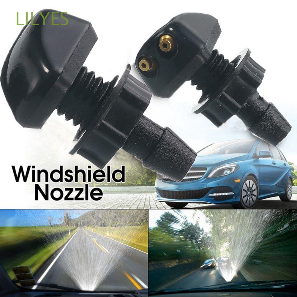 Set 2 vòi xịt nước rửa kính chắn gió xe hơi bằng nhựa màu đen