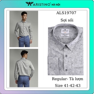 (MAIHSM25K) Áo sơ mi nam dài tay ARISTINO  from rộng sợi sồi mềm mát Als19707 (xả)