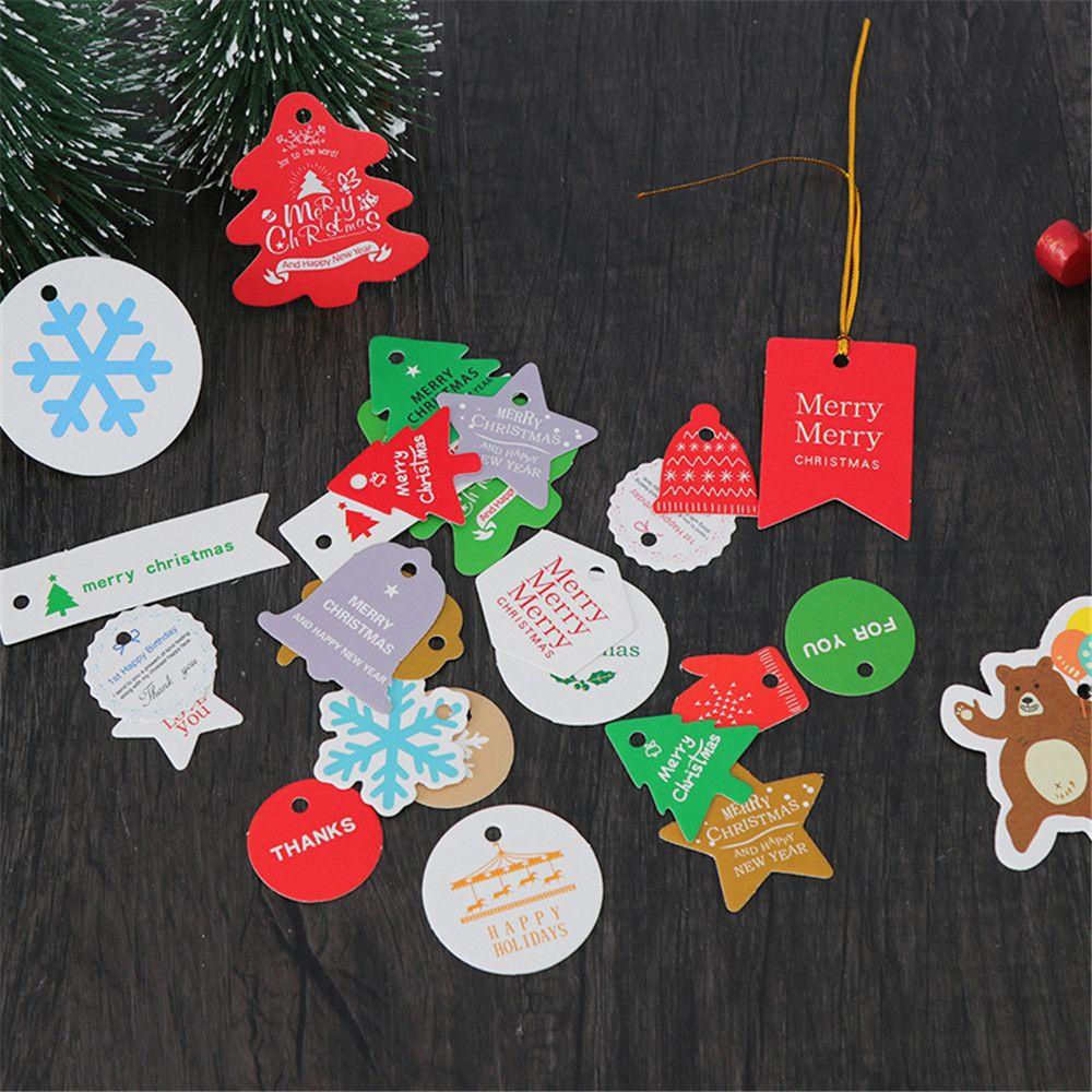 LANFY Set 100 Miếng Dán Trang Trí Hộp Quà Giáng Sinh Hình Ngôi Sao &amp; Ông Già Noel Bằng Giấy Kraft