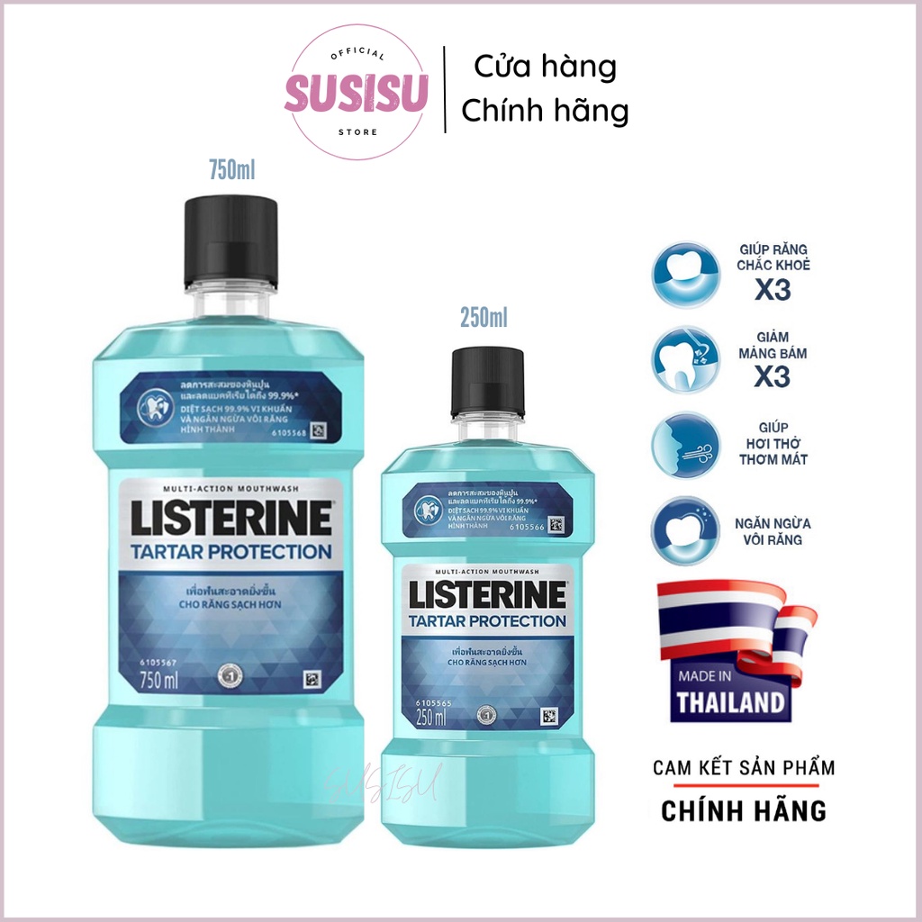 Nước súc miệng chống hôi miệng LISTERINE Tartar Protection 250ml - 750