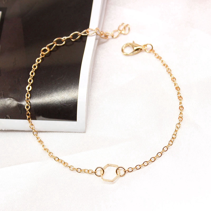 Vòng đeo tay 6 cạnh hình học màu vàng / bạc phong cách đơn giản | BigBuy360 - bigbuy360.vn