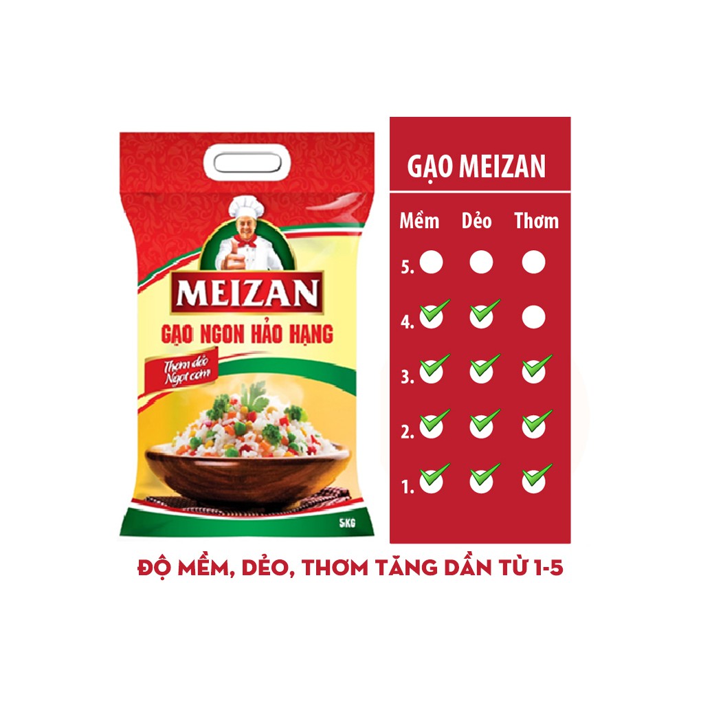 Gạo Meizan thơm ngon hảo hạng 5kg