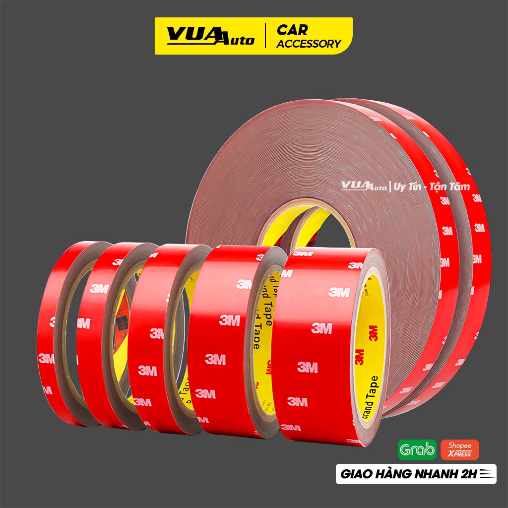 Băng dính 2 mặt 3M băng keo siêu dính VuaAuto dán bóc ra không để lại vết tiện lợi dán tường vật dụng xe ô tô nhà cửa