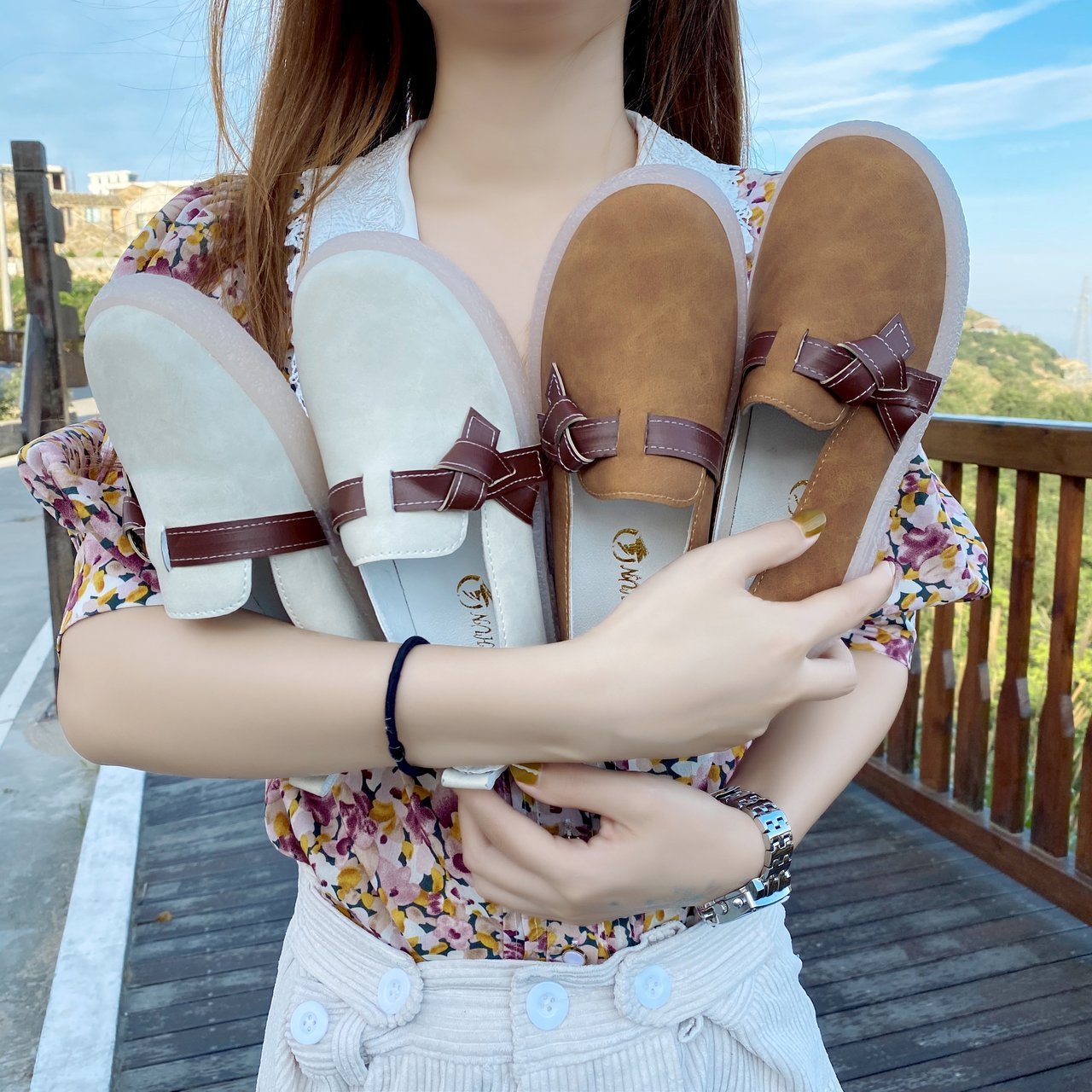 TODS Giày Búp Bê Đế Mềm Chống Trượt Cho Mẹ Bầu