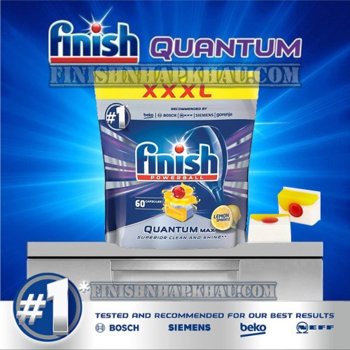 [HÀNG CHÍNH HÃNG] TÚI 60 VIÊN RỬA FINISH QUANTUM MAX (HƯƠNG CHANH) – (HÀNG MỚI VỀ) – (DÀNH CHO MÁY 10-12-13 BỘ).