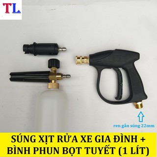 Mua Súng Áp Lực Cao Và Bình Phun Bọt Tuyết 1 lít (súng đen ren 22mm + bình 1 lít )