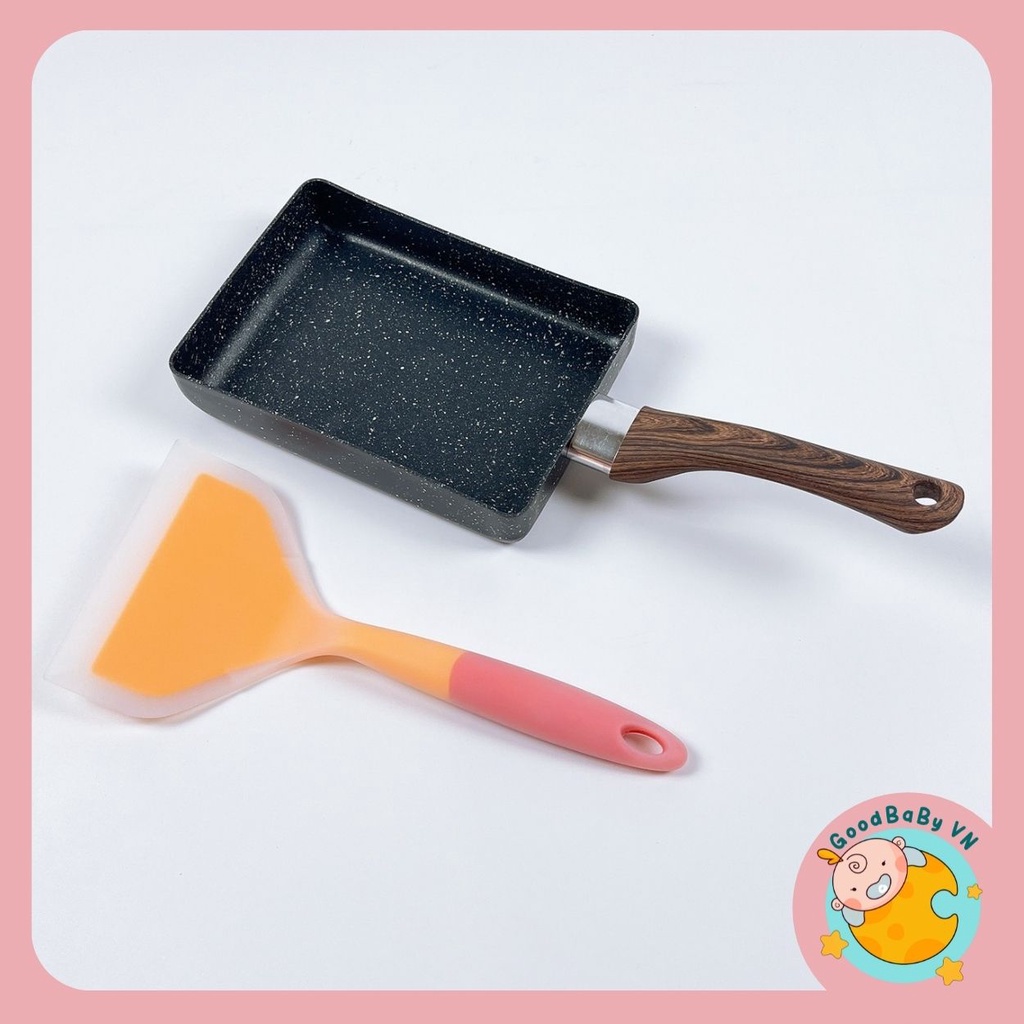 (Tặng kèm xẻng silicon ) Chảo chống dính rán ,làm trứng cuộn,làm bánh hình chữ nhật Goodbabyvn
