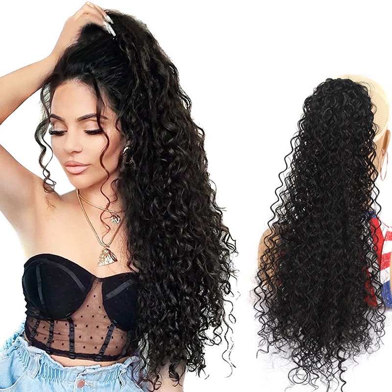Tóc Giả Đuôi Ngựa Dài Uốn Xoăn Nhuộm Màu