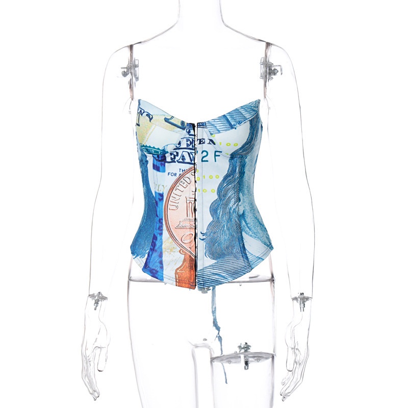 Áo Tank Top Trễ Vai Phối Ren Hoạ Tiết In Thiết Kế Quyến Rũ