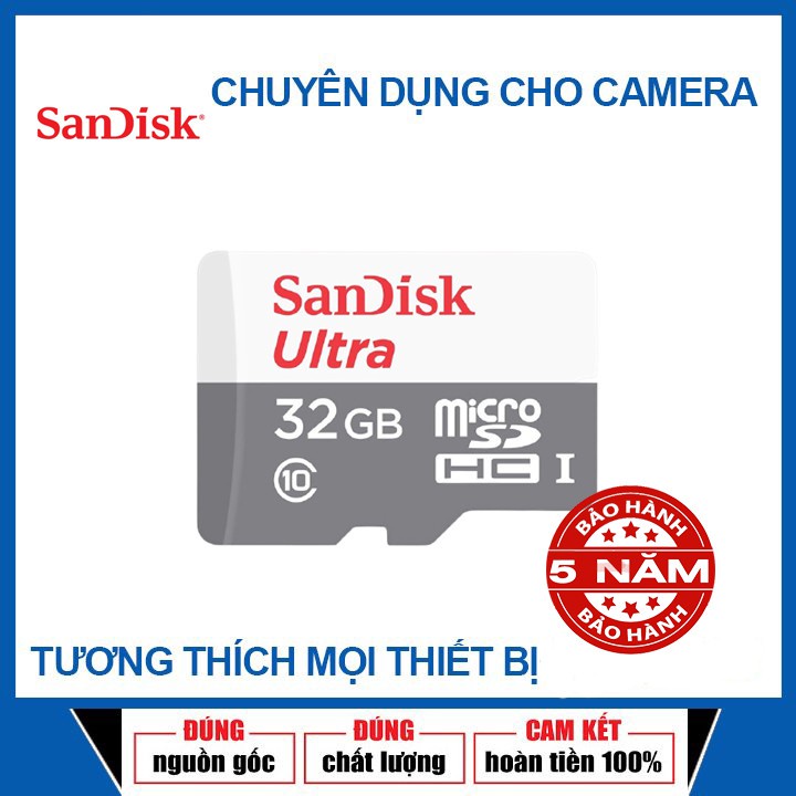 Thẻ Nhớ Sandisk Ultra 32G/64G Bảo hành 5 năm - Sử dụng cho camera không dây và nhiều thiết bị