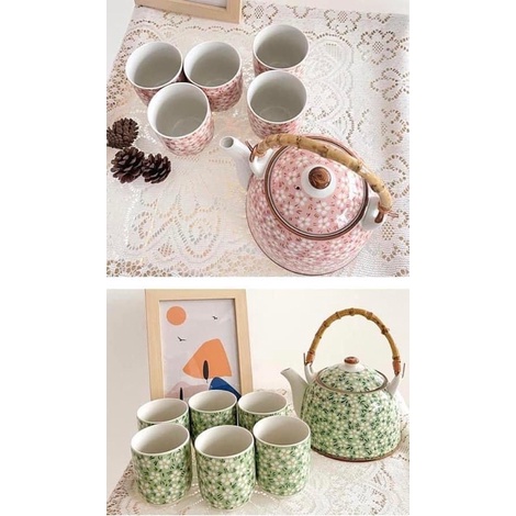 Bình trà hoa văn phong cách vintage để bàn siêu sang - Dungcunhabephd