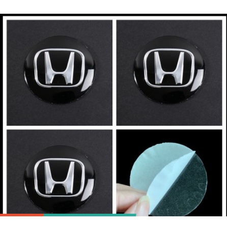 Set 4 miếng ốp chụp mâm dán trang trí  bánh xe hơi ô tô 56mm cho Honda logo City Civic Accord Jazz B