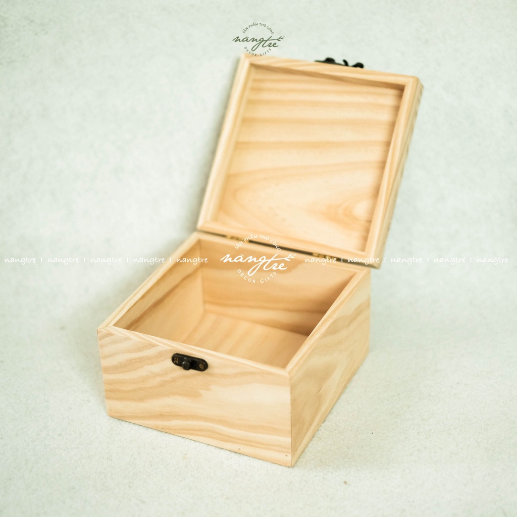 Bộ 3 hộp gỗ vuông đựng đồ - Hộp gỗ tự nhiên