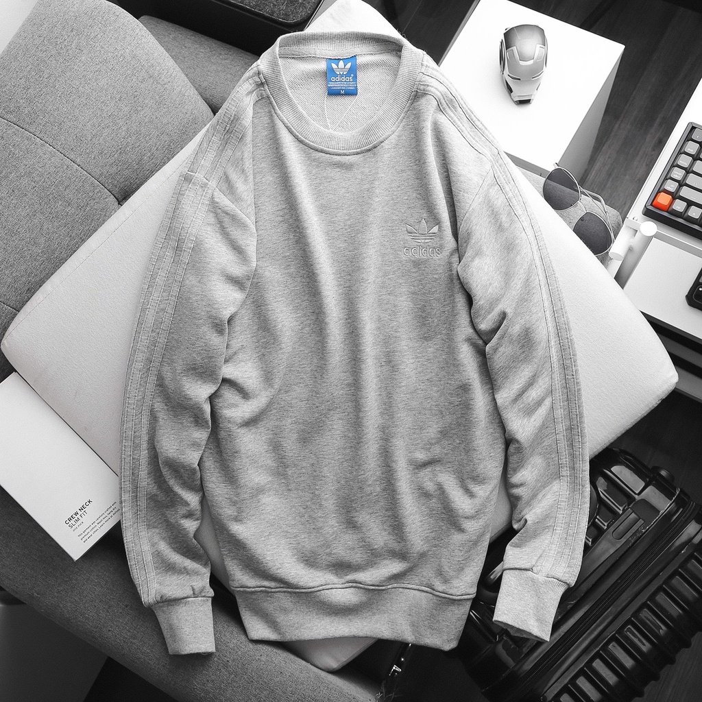 Áo Thun Nam Nữ Sweater Nỉ Thu Đông Adidas 3 Sọc tay dài UNISEX LOGO 5 MÀU