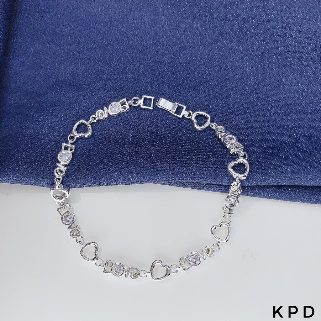 VÒNG TAY NỮ BẠC TA CÓ HÌNH TRÁI TIM VÀ CHỮ LOVE