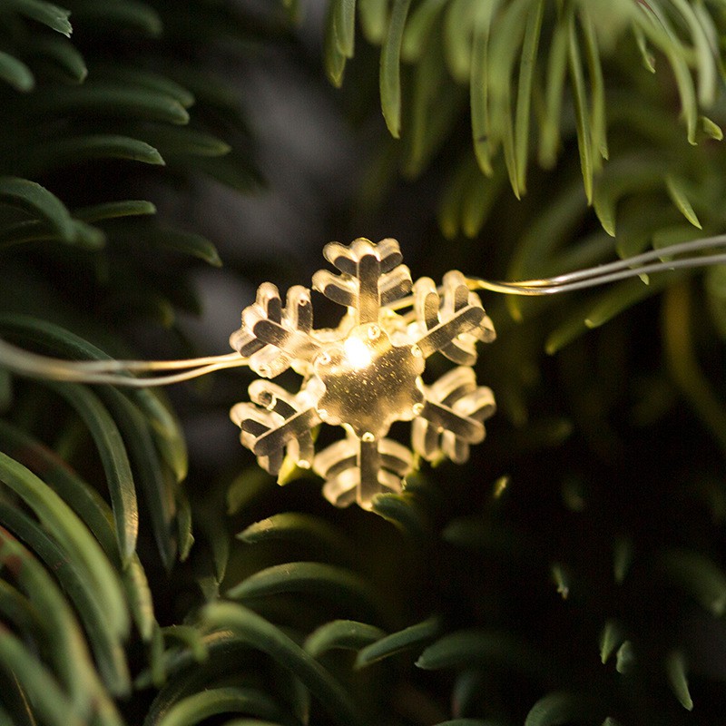 (Chọn Màu ) Dây Đèn Led Trang Trí Noel Bông Tuyết Đầu Mùa Dùng Pin 2A Và Cắm Điện Dài 4M - Đèn Trang Trí Nhà Cửa