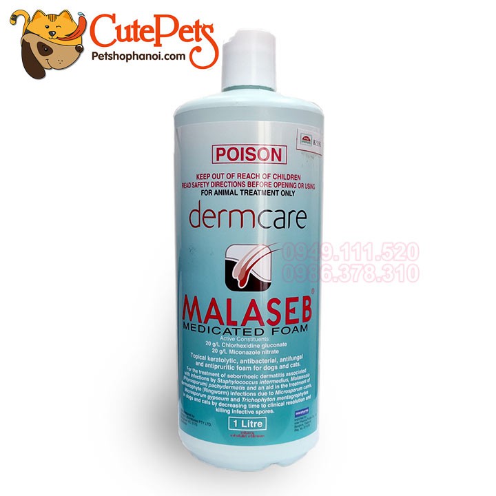 Sữa tắm nấm viêm da DermCare Malaseb 100ml cho chó mèo - CutePets