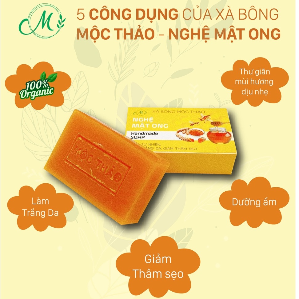 [Handmade] Xà bông nghệ mật ong - Xà bông mướp đắng tràm trà, 100% Thiên Nhiên (100gr)