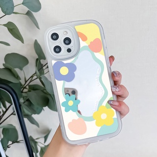 Ốp điện thoại iphone gương cạnh vuông hoa 6-6plus-7-7plus-8-8plus-x-xr-xs-11-12-13-pro-max-plus-promax