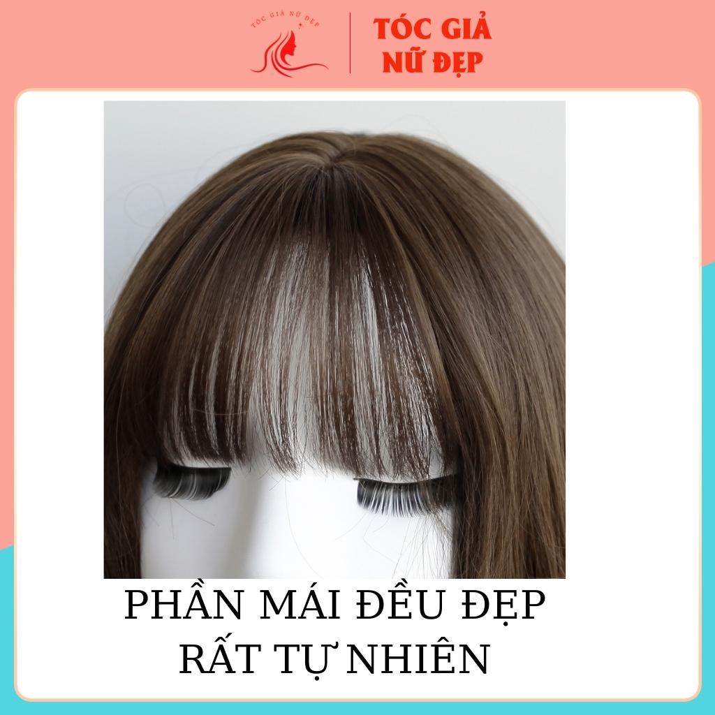 Tóc giả nữ nguyên đầu xoăn dợn tự nhiên lửng, 48cm , tặng kèm lướ trùm, mã C4283