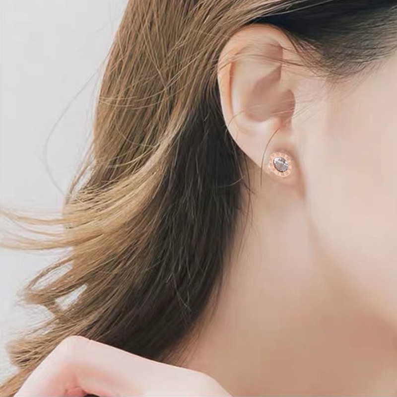 Bông tai hạt zircon la mã titan thời trang unisex nam nữ