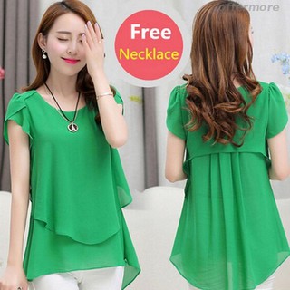 Áo voan tay ngắn nhẹ nhàng thanh lịch cho nữ áo rút áo tiểu thư áo bigsize sơmi nữ áo sơmi nữ áo lụa áo trắng áo hở lưng