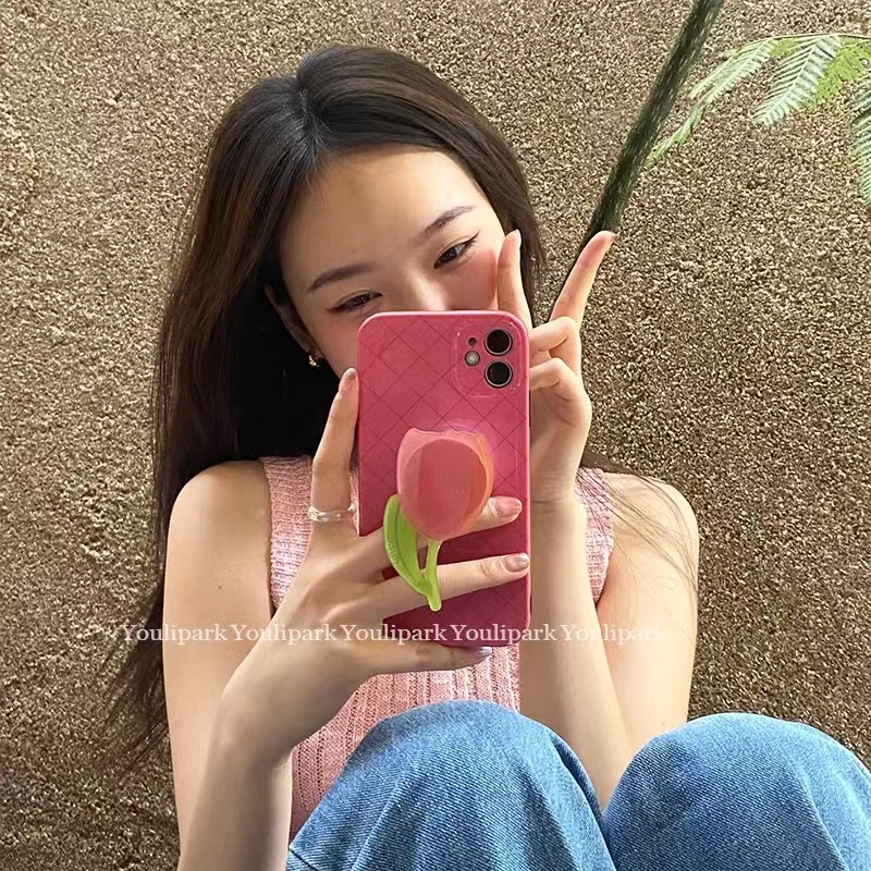 Giá Đỡ Điện Thoại Túi Khí Mở Rộng Hình Bánh Quy Kem Hoa Tulip Phong Cách Hàn Quốc Nhẹ Nhàng Trang Trí Điện Thoại