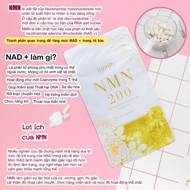 Viên Uống NMN 200 + INFINITY Nhật Bản