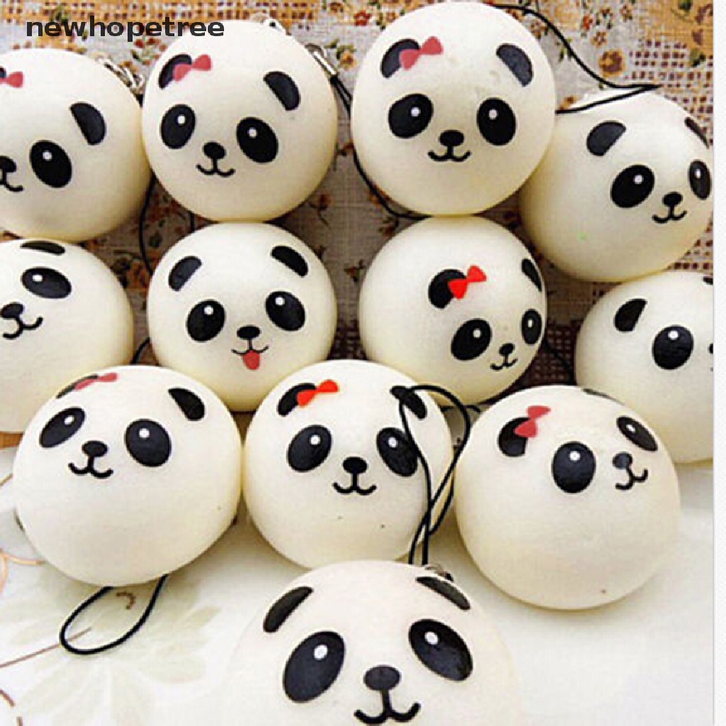 Đồ Chơi Bóp Tay Hình Gấu Trúc 1X 4cm Bằng Nhựa Pu Cho Điện Thoại Di Động / Chìa Khóa
