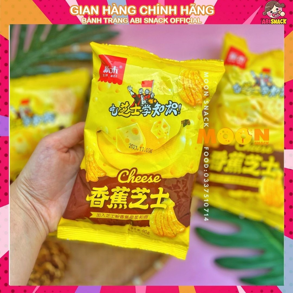 Bánh quy snack phô mai chuối Xin Wei gói vàng 90g