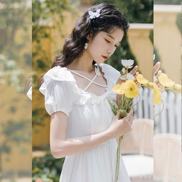 Đầm Công Chúa Cổ Tích Thắt Dây Chéo Đính Bướm kèm ảnh thật🌨✨ | BigBuy360 - bigbuy360.vn