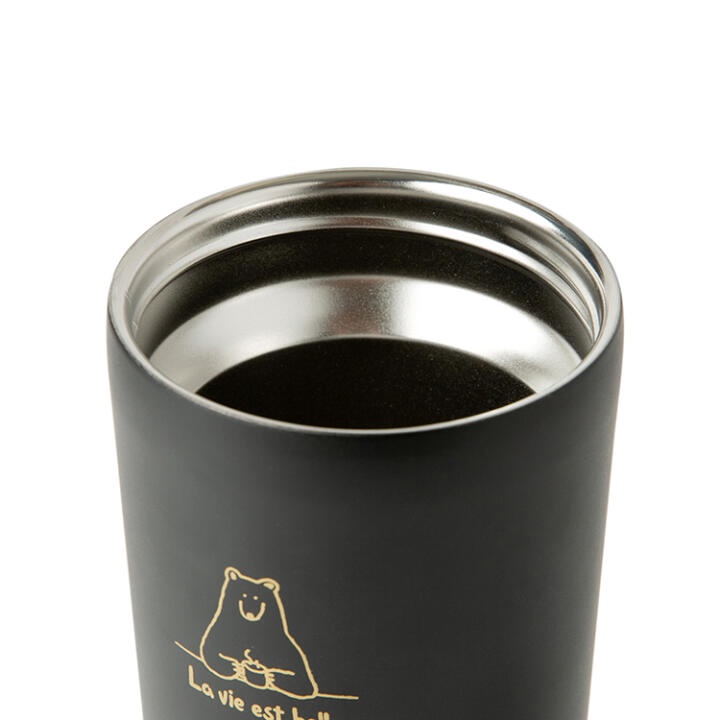 Bình Đựng Nước Tumbler ARTBOX Hàn Quốc Có Dây Đeo Không Gỉ Màu Đen In Hình Gấu Dễ Thương Tiện Dụng