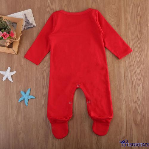❤XZQ-Cute Baby Christmas Clothes Sweet Casual Kids Newborn Fall Long Sleeve Red Xmas Sunsuit Jumpsuit Romper Outfits